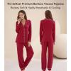 image:imageWiWi Viscose from Bamboo Womens Pajamas Set Super Soft Button Down Top and Pants Sleepwear Cooling Pjs S3XAwine Red