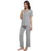 image:imageWiWi Viscose from Bamboo Womens Pajamas Set Super Soft Button Down Top and Pants Sleepwear Cooling Pjs S3XBheather Grey