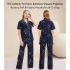 image:imageWiWi Viscose from Bamboo Womens Pajamas Set Super Soft Button Down Top and Pants Sleepwear Cooling Pjs S3XBnavy Stars