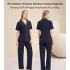 image:imageWiWi Viscose from Bamboo Womens Pajamas Set Super Soft Button Down Top and Pants Sleepwear Cooling Pjs S3XBnavyWhite Dots