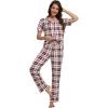 image:imageWiWi Viscose from Bamboo Womens Pajamas Set Super Soft Button Down Top and Pants Sleepwear Cooling Pjs S3XBredwhite Plaid