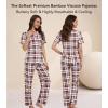 image:imageWiWi Viscose from Bamboo Womens Pajamas Set Super Soft Button Down Top and Pants Sleepwear Cooling Pjs S3XBredwhite Plaid