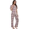 image:imageWiWi Viscose from Bamboo Womens Pajamas Set Super Soft Button Down Top and Pants Sleepwear Cooling Pjs S3XBredwhite Plaid