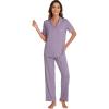 image:imageWiWi Viscose from Bamboo Womens Pajamas Set Super Soft Button Down Top and Pants Sleepwear Cooling Pjs S3XBviolet
