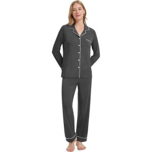 image:imageWiWi Viscose from Bamboo Womens Pajamas Set Super Soft Button Down Top and Pants Sleepwear Cooling Pjs S3XAcharcoal Heather