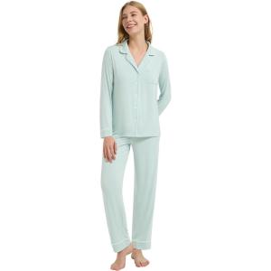 image:imageWiWi Viscose from Bamboo Womens Pajamas Set Super Soft Button Down Top and Pants Sleepwear Cooling Pjs S3XAlight Green