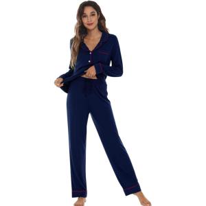 image:imageWiWi Viscose from Bamboo Womens Pajamas Set Super Soft Button Down Top and Pants Sleepwear Cooling Pjs S3XAnavyPink