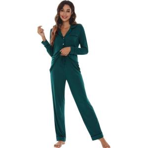 image:imageWiWi Viscose from Bamboo Womens Pajamas Set Super Soft Button Down Top and Pants Sleepwear Cooling Pjs S3XApeacock Green