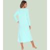 image:imageWiWi Nightgowns for Women Super Soft Sleepwear Long Sleeve V Neck Nightshirts Viscose from Bamboo Cooling Nightdress SXXLAaqua