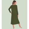 image:imageWiWi Nightgowns for Women Super Soft Sleepwear Long Sleeve V Neck Nightshirts Viscose from Bamboo Cooling Nightdress SXXLAarmy Green