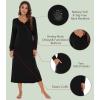 image:imageWiWi Nightgowns for Women Super Soft Sleepwear Long Sleeve V Neck Nightshirts Viscose from Bamboo Cooling Nightdress SXXLAblack