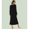 image:imageWiWi Nightgowns for Women Super Soft Sleepwear Long Sleeve V Neck Nightshirts Viscose from Bamboo Cooling Nightdress SXXLAblack
