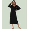 image:imageWiWi Nightgowns for Women Super Soft Sleepwear Long Sleeve V Neck Nightshirts Viscose from Bamboo Cooling Nightdress SXXLAblack