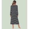 image:imageWiWi Nightgowns for Women Super Soft Sleepwear Long Sleeve V Neck Nightshirts Viscose from Bamboo Cooling Nightdress SXXLAblack White Stripe