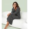 image:imageWiWi Nightgowns for Women Super Soft Sleepwear Long Sleeve V Neck Nightshirts Viscose from Bamboo Cooling Nightdress SXXLAblack White Stripe