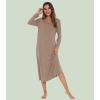 image:imageWiWi Nightgowns for Women Super Soft Sleepwear Long Sleeve V Neck Nightshirts Viscose from Bamboo Cooling Nightdress SXXLAcamel