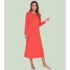 image:imageWiWi Nightgowns for Women Super Soft Sleepwear Long Sleeve V Neck Nightshirts Viscose from Bamboo Cooling Nightdress SXXLAcoral