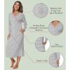 image:imageWiWi Nightgowns for Women Super Soft Sleepwear Long Sleeve V Neck Nightshirts Viscose from Bamboo Cooling Nightdress SXXLAgrey White Stripe