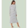 image:imageWiWi Nightgowns for Women Super Soft Sleepwear Long Sleeve V Neck Nightshirts Viscose from Bamboo Cooling Nightdress SXXLAgrey White Stripe