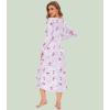 image:imageWiWi Nightgowns for Women Super Soft Sleepwear Long Sleeve V Neck Nightshirts Viscose from Bamboo Cooling Nightdress SXXLAgreyPeony
