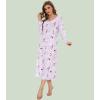image:imageWiWi Nightgowns for Women Super Soft Sleepwear Long Sleeve V Neck Nightshirts Viscose from Bamboo Cooling Nightdress SXXLAgreyPeony