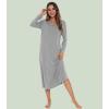 image:imageWiWi Nightgowns for Women Super Soft Sleepwear Long Sleeve V Neck Nightshirts Viscose from Bamboo Cooling Nightdress SXXLAheather Grey