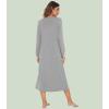 image:imageWiWi Nightgowns for Women Super Soft Sleepwear Long Sleeve V Neck Nightshirts Viscose from Bamboo Cooling Nightdress SXXLAheather Grey