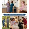 image:imageWiWi Nightgowns for Women Super Soft Sleepwear Long Sleeve V Neck Nightshirts Viscose from Bamboo Cooling Nightdress SXXLAheather Grey Stripe
