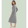 image:imageWiWi Nightgowns for Women Super Soft Sleepwear Long Sleeve V Neck Nightshirts Viscose from Bamboo Cooling Nightdress SXXLAheather Grey Stripe