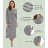 image:imageWiWi Nightgowns for Women Super Soft Sleepwear Long Sleeve V Neck Nightshirts Viscose from Bamboo Cooling Nightdress SXXLAheather Grey Stripe