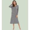 image:imageWiWi Nightgowns for Women Super Soft Sleepwear Long Sleeve V Neck Nightshirts Viscose from Bamboo Cooling Nightdress SXXLAheather Grey Stripe