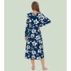 image:imageWiWi Nightgowns for Women Super Soft Sleepwear Long Sleeve V Neck Nightshirts Viscose from Bamboo Cooling Nightdress SXXLAink Blue Floral