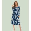 image:imageWiWi Nightgowns for Women Super Soft Sleepwear Long Sleeve V Neck Nightshirts Viscose from Bamboo Cooling Nightdress SXXLAink Blue Floral