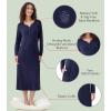 image:imageWiWi Nightgowns for Women Super Soft Sleepwear Long Sleeve V Neck Nightshirts Viscose from Bamboo Cooling Nightdress SXXLAnavy