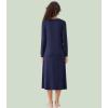 image:imageWiWi Nightgowns for Women Super Soft Sleepwear Long Sleeve V Neck Nightshirts Viscose from Bamboo Cooling Nightdress SXXLAnavy