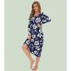 image:imageWiWi Nightgowns for Women Super Soft Sleepwear Long Sleeve V Neck Nightshirts Viscose from Bamboo Cooling Nightdress SXXLAnavy Floral