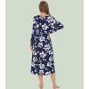 image:imageWiWi Nightgowns for Women Super Soft Sleepwear Long Sleeve V Neck Nightshirts Viscose from Bamboo Cooling Nightdress SXXLAnavy Floral
