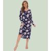 image:imageWiWi Nightgowns for Women Super Soft Sleepwear Long Sleeve V Neck Nightshirts Viscose from Bamboo Cooling Nightdress SXXLAnavyPeony