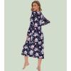 image:imageWiWi Nightgowns for Women Super Soft Sleepwear Long Sleeve V Neck Nightshirts Viscose from Bamboo Cooling Nightdress SXXLAnavyPeony