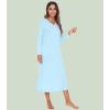 image:imageWiWi Nightgowns for Women Super Soft Sleepwear Long Sleeve V Neck Nightshirts Viscose from Bamboo Cooling Nightdress SXXLApale Blue