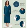 image:imageWiWi Nightgowns for Women Super Soft Sleepwear Long Sleeve V Neck Nightshirts Viscose from Bamboo Cooling Nightdress SXXLApeacock Blue