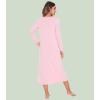 image:imageWiWi Nightgowns for Women Super Soft Sleepwear Long Sleeve V Neck Nightshirts Viscose from Bamboo Cooling Nightdress SXXLApink