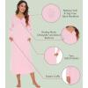 image:imageWiWi Nightgowns for Women Super Soft Sleepwear Long Sleeve V Neck Nightshirts Viscose from Bamboo Cooling Nightdress SXXLApink