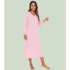 image:imageWiWi Nightgowns for Women Super Soft Sleepwear Long Sleeve V Neck Nightshirts Viscose from Bamboo Cooling Nightdress SXXLApink