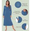image:imageWiWi Nightgowns for Women Super Soft Sleepwear Long Sleeve V Neck Nightshirts Viscose from Bamboo Cooling Nightdress SXXLAprussian Blue