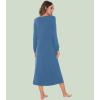 image:imageWiWi Nightgowns for Women Super Soft Sleepwear Long Sleeve V Neck Nightshirts Viscose from Bamboo Cooling Nightdress SXXLAprussian Blue