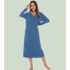 image:imageWiWi Nightgowns for Women Super Soft Sleepwear Long Sleeve V Neck Nightshirts Viscose from Bamboo Cooling Nightdress SXXLAprussian Blue