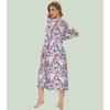 image:imageWiWi Nightgowns for Women Super Soft Sleepwear Long Sleeve V Neck Nightshirts Viscose from Bamboo Cooling Nightdress SXXLApurpleFloral