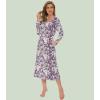 image:imageWiWi Nightgowns for Women Super Soft Sleepwear Long Sleeve V Neck Nightshirts Viscose from Bamboo Cooling Nightdress SXXLApurpleFloral