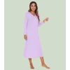 image:imageWiWi Nightgowns for Women Super Soft Sleepwear Long Sleeve V Neck Nightshirts Viscose from Bamboo Cooling Nightdress SXXLAtaro Purple
